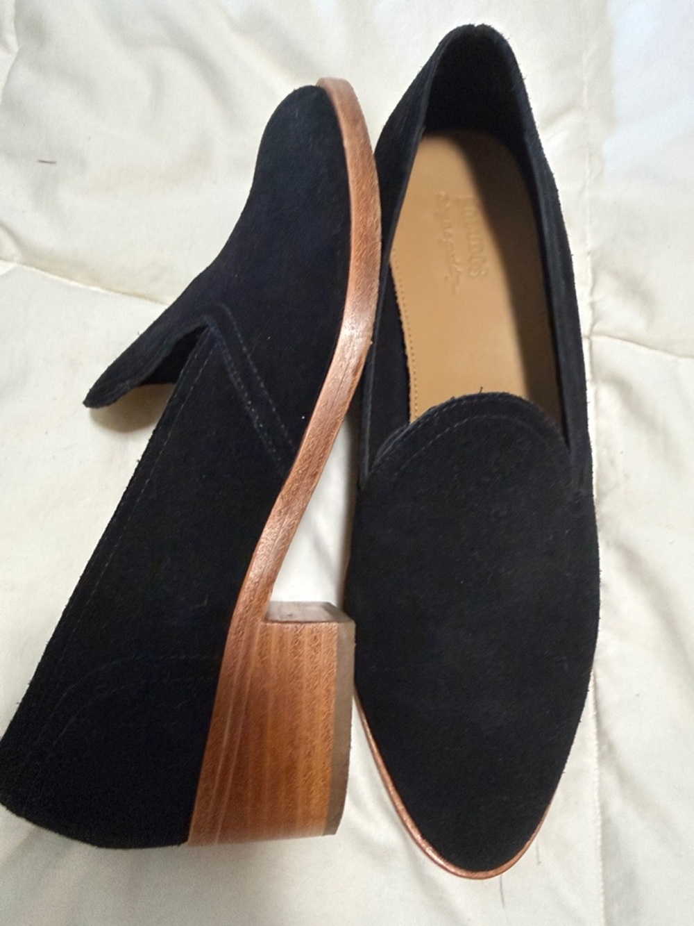 Soludos Black Suede Mules with Wood Heel